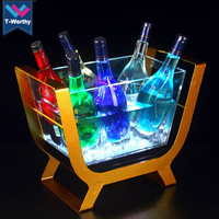 2025 coloré étanche métal acrylique LED seau à glace barre discothèque éclairer Champagne whisky bière seau barres soirée