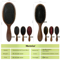 Brosses à Cheveux Démêlantes en Bois de Santal pour Massage du Cuir Chevelu, Deux Tailles, Dents Métalliques Dorées et Argentées de Qualité pour Extensions