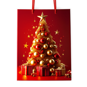 Bolsa de Regalo Navideña Dorada 4159, Tamaño Mediano, Empaque para Días Festivos - Product Image 2