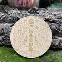 Grille en bois de 10 cm gravée au laser, géométrie sacrée, plaque en bois, équilibre des chakras, décoration bohème pour la maison