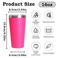 Mug de voyage personnalisé 16 oz en acier inoxydable, mug isotherme pour voiture, gourde de voyage à double paroi pour café