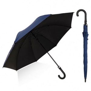Parapluie droit semi-automatique avec impression de logo personnalisé, en tissu pongé, style professionnel pour les affaires - Product Image 1