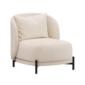 Modern Luxury Living Room Furniture Accent <b>Chair</b> with Boucle Fabric and Black Metal Legs for Bedroom Apartment Hotel - Product Image 5
