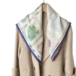 Bufanda de seda de lana para mujer, nuevos diseños, proveedor de China