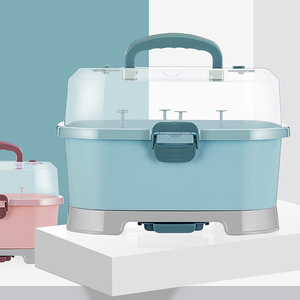 Boîte de rangement pour biberons, grande capacité, organisateur de vaisselle couvert et drainable pour outils d'alimentation pour bébés de 0 à 12 mois - Product Image 2