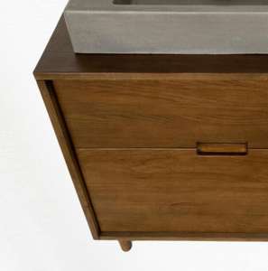 Muebles personalizados de Vietnam, parte superior de hormigón, pierna de Acacia, fregadero de baño, lavabo, tocador de dos pisos - Product Image 3