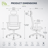 Chaise de bureau ergonomique réglable à dossier haut pivotante, chaise de bureau moderne en maille avec soutien lombaire, chaise de direction en tissu durable