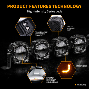 Barra de Luces LOYO DRL, Faros Antiniebla Todoterreno, Foco LED Modular, Barras de Luces Estroboscópicas Ámbar, Todoterreno <span class=keywords><strong>4x4</strong></span> con DRL RGB - Product Image 3