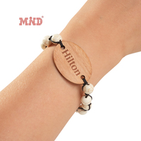 Bracelet en corde fait main écologique RFID NFC avec étiquette en bois Bracelet à perles Contrôle d'accès à l'hôtel