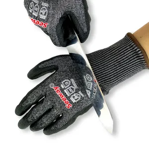 Seeway ANSI A5耐切割手套5级保护HPPE钢混纺耐切割工业安全手套