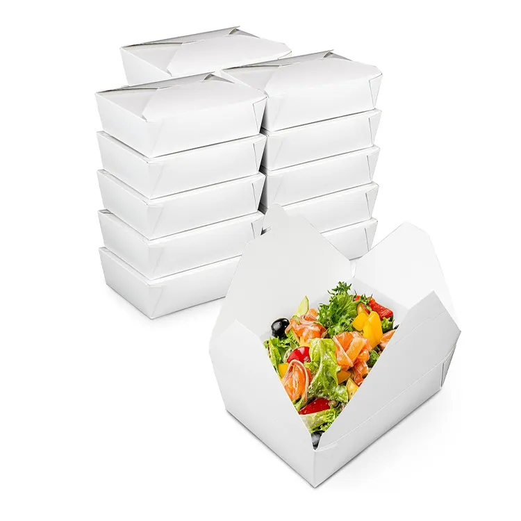 White Paper Lunch Meal Lebensmittel boxen Einweg papier herausnehmen Behälter Mikrowellen geeignete Rundbox Verpackung Lebensmittel