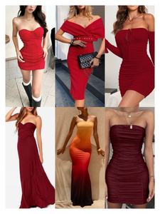 Venta al por mayor Bodycon Short Mini Elegante Noche Cóctel Cumpleaños Vendaje Fiesta Navidad San Valentín Vestidos Rojos Mujer - Product Image 5