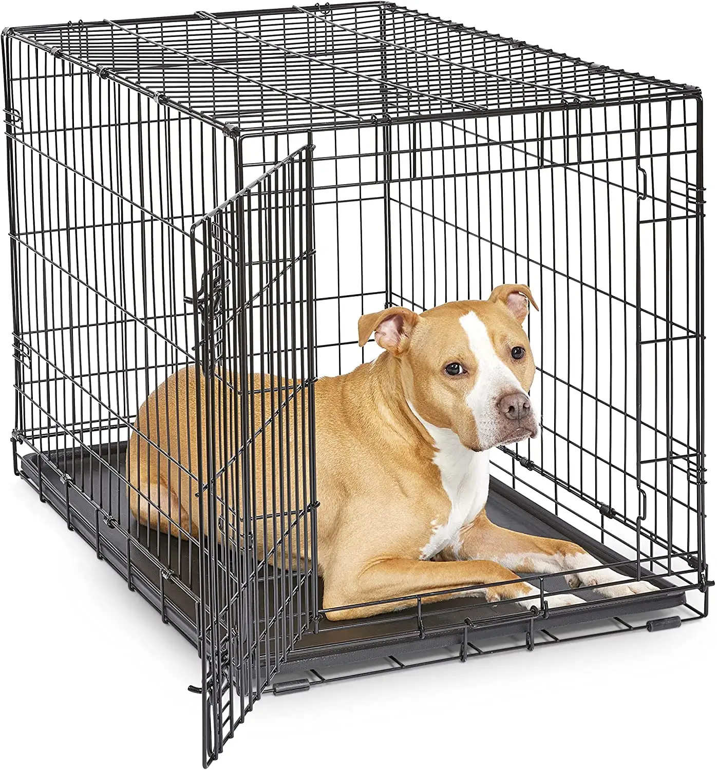 एक्स आकार धातु फोल्डेबल पालतू जानवर पिंजरे में कुत्ते क्रट केनेल कुत्ते के पिंजरे में प्लास्टिक ट्रे शुल्क टिकाऊ स्टेनलेस स्टील