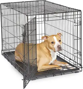 Gabbia per animali domestici pieghevole In metallo cucce per cani In camera da letto gabbia per cani con gabbia per cani con vassoio In plastica resistente cuccia In acciaio inossidabile
