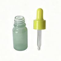 10ml Mattierte Grüne Glasflasche mit Pipette, Anpassbare Farbe Panton Gold Silber, Ätherisches Öl Serum Kosmetikverpackung