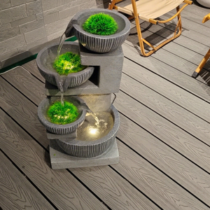 Modern 4-Tier LED Water Fountain Factory Direct Indoor/Outdoor Garden Ornament for Patio Home Party Black Resin Polyresin Decor - Product Image 1