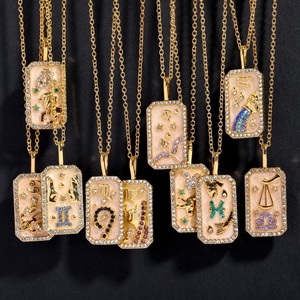 Collar de mariposa chapado en oro de moda BOYI, doce signos del zodiaco, piedras de nacimiento coloridas, diamantes, circón, diseño de <span class=keywords><strong>constelaciones</strong></span> únicas - Product Image 1