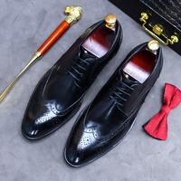 ASTON M.JAZZ Englischer Stil Brokat Bestickte Vintage-Lederschuhe mit Schnürung Patchwork Business-Schuhe Herbst Spitze Schuhe