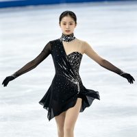 Robe de patinage artistique asymétrique noire à manches longues, dos ouvert, ornée de strass, pour filles et femmes adultes