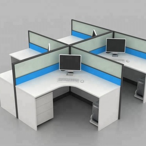 Cubículos de Oficina Modulares en Forma de L con 4 Asientos y Cristal para Call Center - Product Image 4