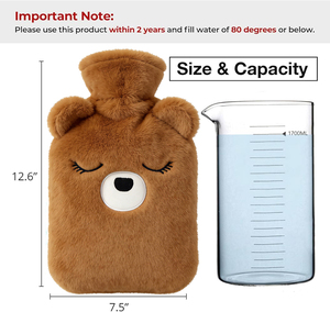 <span class=keywords><strong>Bouillotte</strong></span> d'hiver 1000 ml avec housse en <span class=keywords><strong>peluche</strong></span> motif animal mignon, portable pour réchauffer les mains et le corps, idéale pour la maison et le bureau - Product Image 2