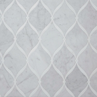 Mosaïque murale intérieure en marbre blanc Carrara, motif goutte d'eau, pierre de villa européenne, jet d'eau, Bianco Chic Thassos Dots
