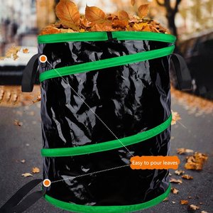 Cubo de basura plegable de jardín hecho a medida de fábrica, lonas de tela impermeables de PVC, bolsa de jardín de hojas con dos asas