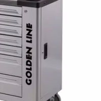 Chariot d'atelier professionnel Goldenline OEM/ODM personnalisable en acier avec 7 tiroirs verrouillables et porte latérale pour outils de mécanicien