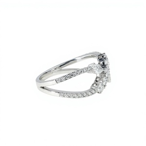 DEF Color VS VVS Clarity 10K 14K 18K Solid Gold Pear & Round Lab Diamond Twisted <b>Band</b> Designer Moissanite Stackable Wedding <b>Ring</b> - Product Image 5