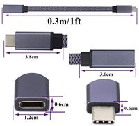 AAOTOKK Kabel Ekstensi USB 3.1 Tipe-C Jalinan Pria Wanita 60W 3A Pengisian Daya Data Audio Video untuk Laptop Tablet Ponsel