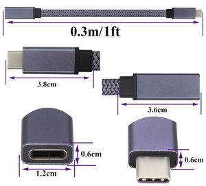 Aaotokk <span class=keywords><strong>สาย</strong></span>ถัก USB 3.1ชนิด C <span class=keywords><strong>ต</strong></span>ัวผู้ตัวเมีย60วั<span class=keywords><strong>ต</strong></span><span class=keywords><strong>ต</strong></span>์3A ชาร์จข้อมูลวิดีโอเสียงสำหรับแล็ปท็อปแท็บเล็ตโทรศัพท์มือถือ - Product Image 2