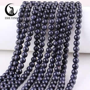 Zhe Ying 6/8/10mm pas cher bleu sable pierre perles rondes Bracelet perles de pierre pour la fabrication de bijoux bleu bleu sable perles de pierre - Product Image 2
