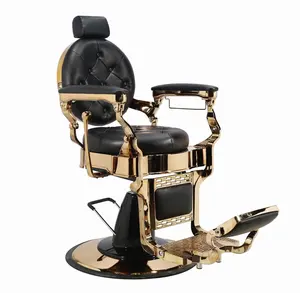 salon chair and mirror set / barber shop chair hair salon / black and gold salon chairs