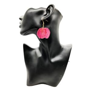 Nuovo Design Set Collana e Orecchini in Acciaio Inossidabile con Fiori di Carta Hawaiani e Resina Epossidica con Bouganvillea Vera Essiccata - Product Image 3