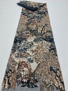 Nuovo tessuto ricamato con paillettes di alta qualità e lussuoso, con motivi di paillettes <span class=keywords><strong>a</strong></span> tema paesaggistico, in stile tradizionale cinese. - Product Image 6