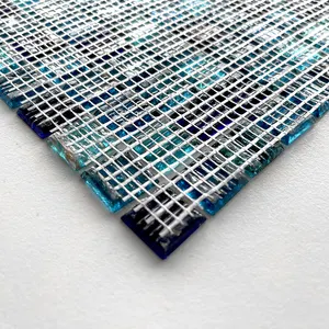 ブルーグリーンカラーホットメルトモザイクタイルスイミングプールタイルガラスモザイク