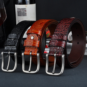 Ceinture pour <span class=keywords><strong>homme</strong></span> en cuir de vachette gaufré croco de luxe, boucle à ardillon simple en alliage, longueur 90-130 cm, pour usage quotidien et professionnel universel - Product Image 3