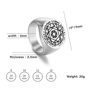 Anello in Acciaio Inossidabile R696 con Sigillo di <span class=keywords><strong>Salomone</strong></span>, Esagramma a Sei Punte, Zodiacale, Amuleto Talismano in Metallo Tagliato al Laser - Product Image 5
