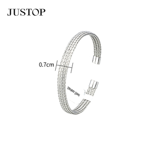 JUSTOP Stainless Steel Textured Design Women's Fashion <b>Bangle</b> 0.9cm Width Trendy Style - Product Image 3
