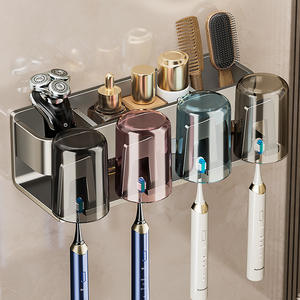 Soporte para cepillos de dientes Blue Vine, montado en la pared, sin taladro, rectangular, fácil de limpiar, para uso en el baño - Product Image 1