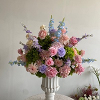 Bouquet de fleurs artificielles fait main pour mariage, centre de table, arrangement floral vert hydrangea et rose bordeaux, pour événements et fêtes, vente en gros