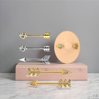 Xinfocus Corps Bijoux Zircon Flèche Mamelon Barbell Anneau 14G En Acier Inoxydable Mamelon Piercing Mode Corps Bijoux pour Femmes Hommes