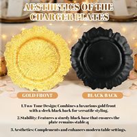 Assiettes de présentation dorées en gros, 13 pouces, motif récif, pour mariage, en plastique incassable, réutilisables, pour banquets et Noël
