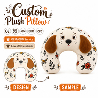 Coussin de Voyage en Mousse à Mémoire de Forme en U pour Enfants, en Peluche Douce, Motif Chiot Personnalisé, Idéal pour Anniversaire, Avion, Cadeau, Bureau, Repos
