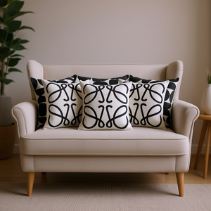 SOGA Juego de 6 fundas de almohada de 45 cm, cojines decorativos de algodón geométricos modernos en blanco y negro para sofá cama - Product Image 2