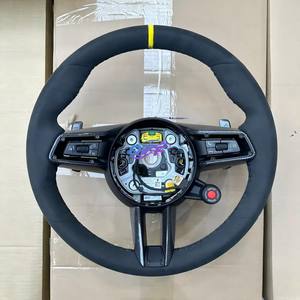 Volante de Ante Negro Personalizado para Porsche 911 992 997 718 Panamera Cayenne Taycan Macan <span class=keywords><strong>Tarkan</strong></span> Boxster Carrera - Product Image 1