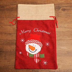G5 Party Weihnachten Candy Schmuck Sac kleinen Taschen Leinen Jute Kordel zug Beutel Sublimation Santa Sack Leinen Weihnachten Kordel zug Tasche - Product Image 2