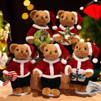 Ours en peluche doux et moelleux de Noël, poupée en peluche avec manteau rouge du Père Noël, jouet en peluche de Noël, souvenir de Noël, ornement, cadeau, ours en peluche