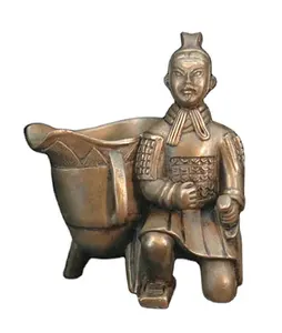 고대 전통적인 테라코타 전사 동상 찬 던지기 수지 조각품 청동 끝 동상