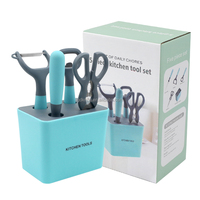 Accessoires de cuisine en acier inoxydable, 4 pièces, outils de cuisine, couteau à éplucher, éplucheur, ciseaux avec support de rangement